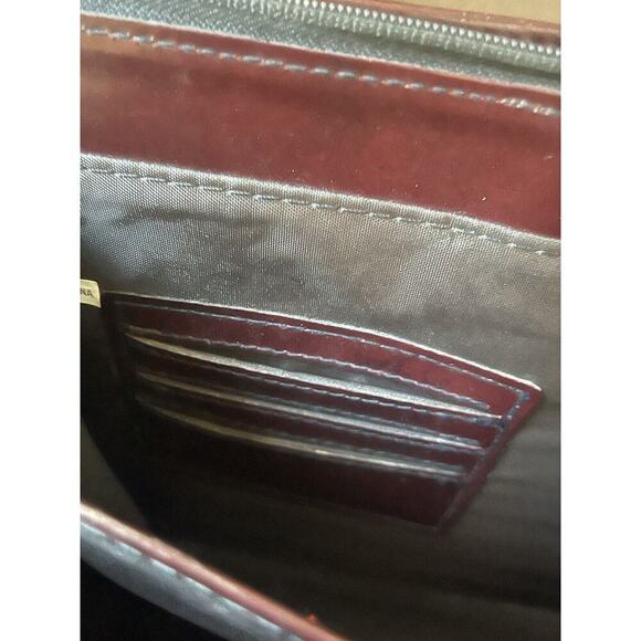 Vtg. Top Handle Messenger Shoulder Bag Attache Briefcase Oxblood Burgundy Career - Picture 12 of 14